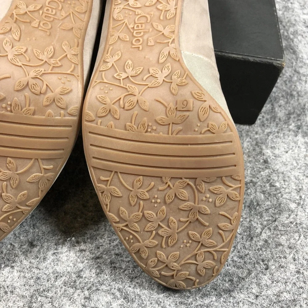 Gabor Comfort Pumps Womens Size 8.5 Beige Leather Block Heel Round Toe Shoes